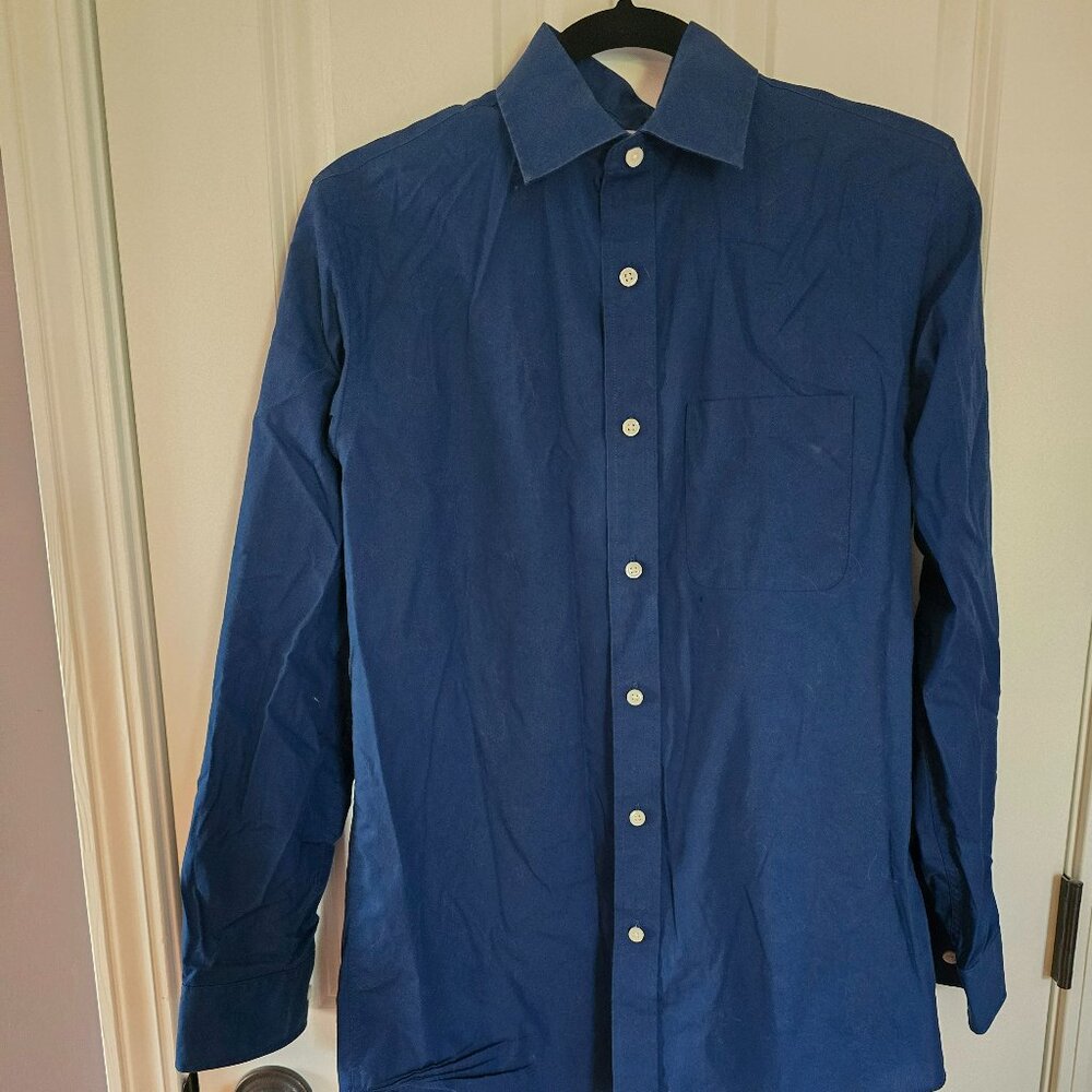 Mens Croft and Barrow Blue Dress Shirt 14.5 32/33